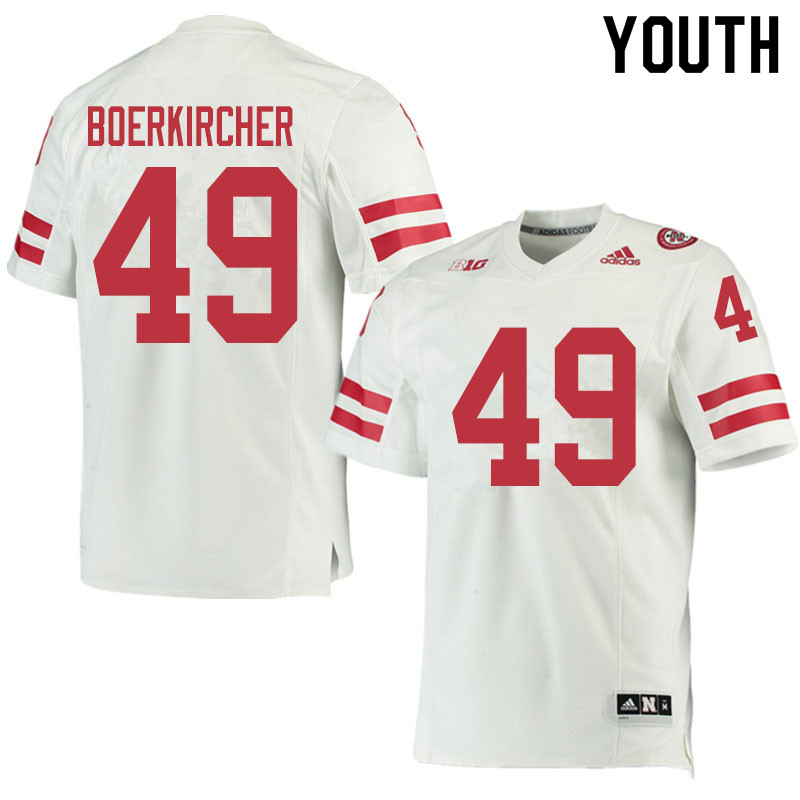 Youth #49 Nate Boerkircher Nebraska Cornhuskers College Football Jerseys Sale-White - Click Image to Close